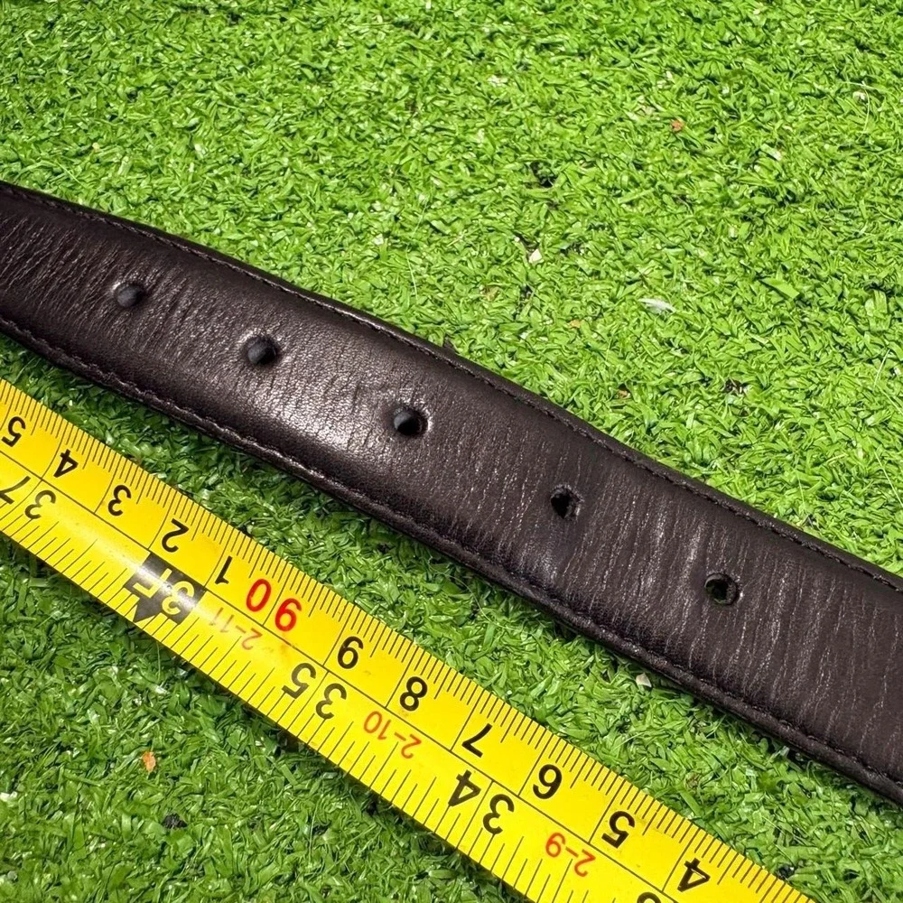 Vintage Brighton Anilina Men's Size 36 Black Leather Belt Solid Brass
